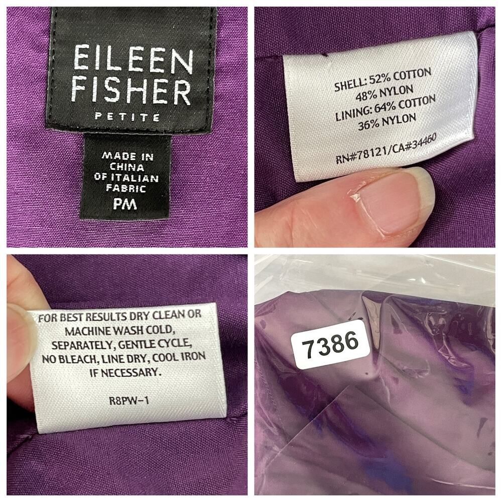 Eileen Fisher Women's Cotton Blend CUSTOM Dog Vest Size MP Zip Purple Eggplant - Picture 8 of 12